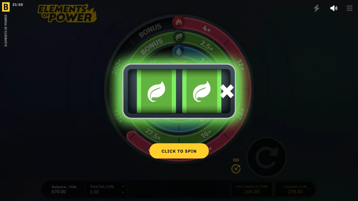 Tampilan antarmuka slot Elements of Power dengan elemen alam
